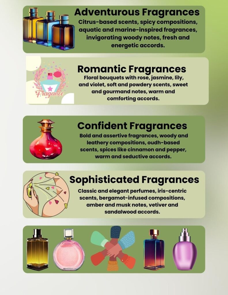 Fragrance Diversity: Perfume Bottles with Different Fragrance Families