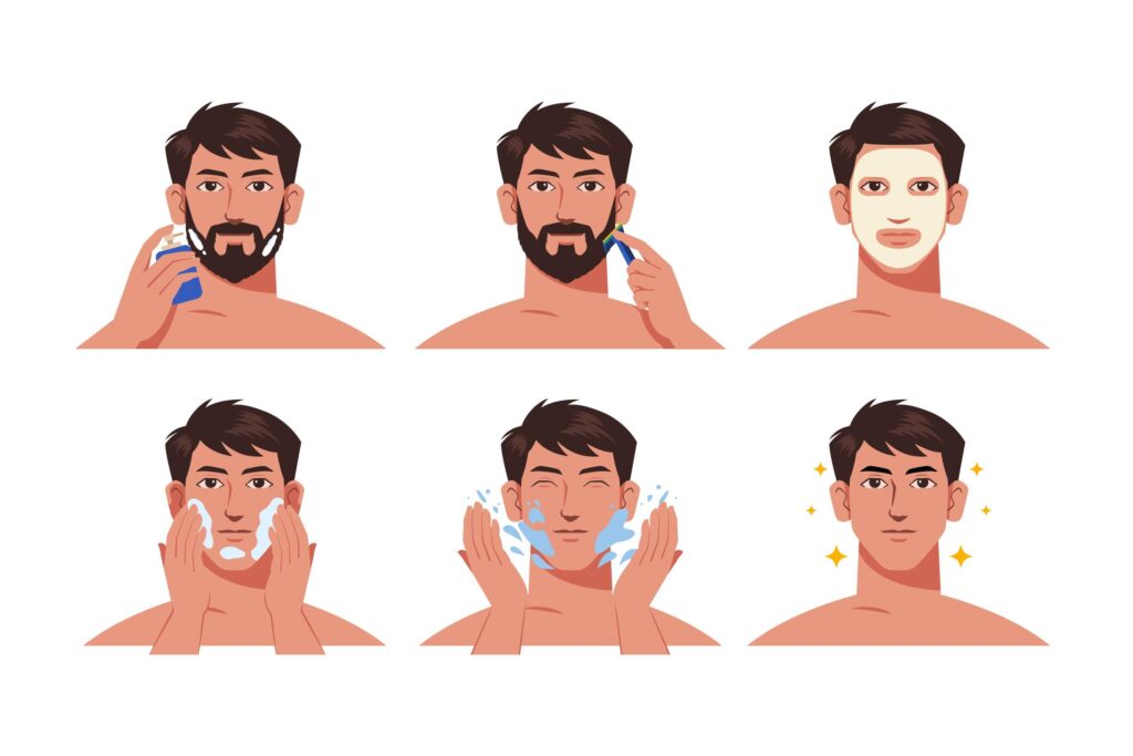 A close up image of men shaving his beard with simple steps