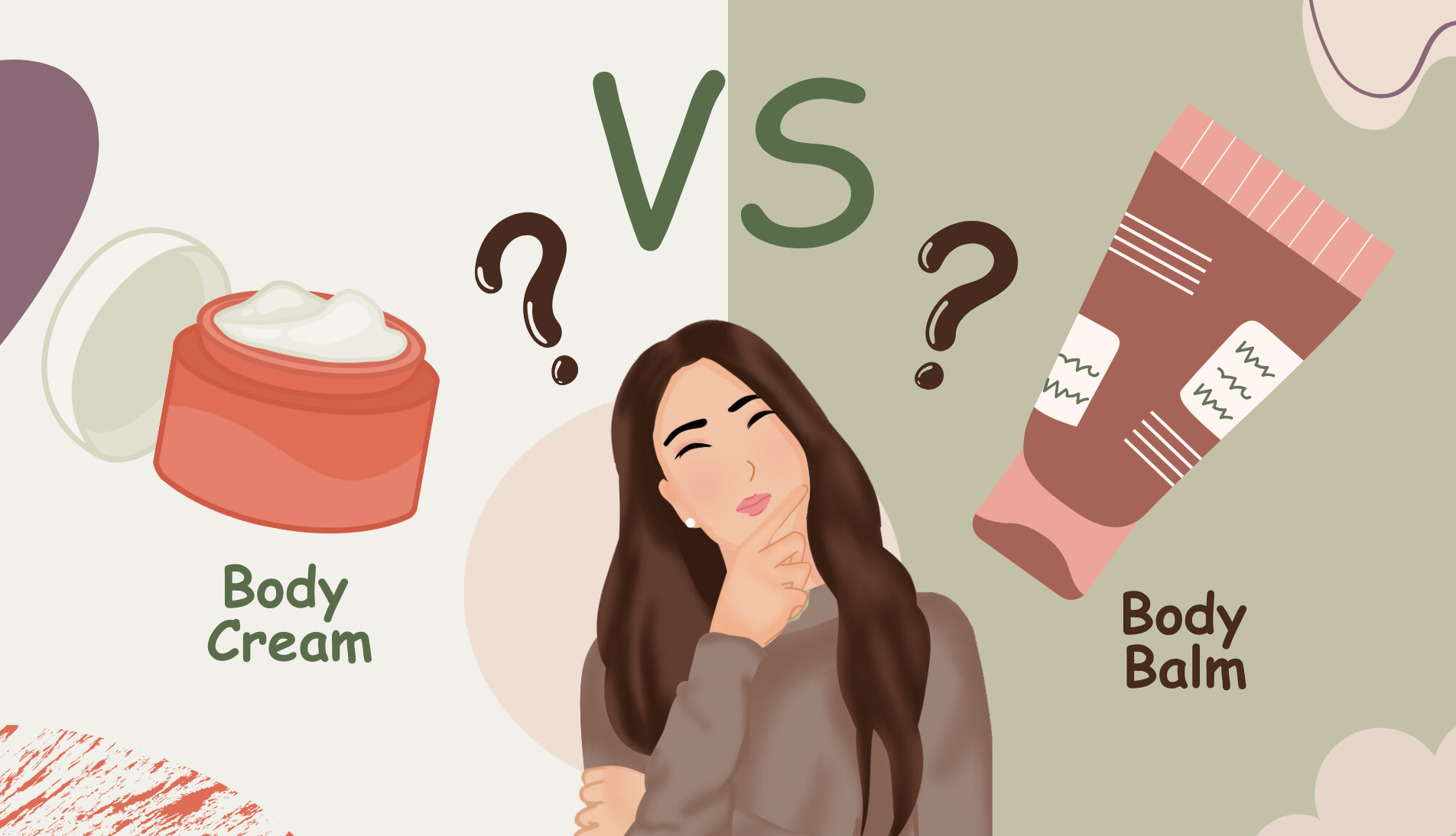 Illustration comparing a body balm and a body cream.