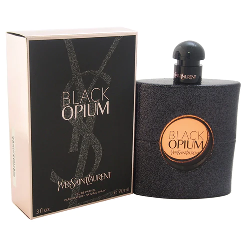 A bottle of Black Opium Yves Saint Laurent Eau de Parfum Spray.