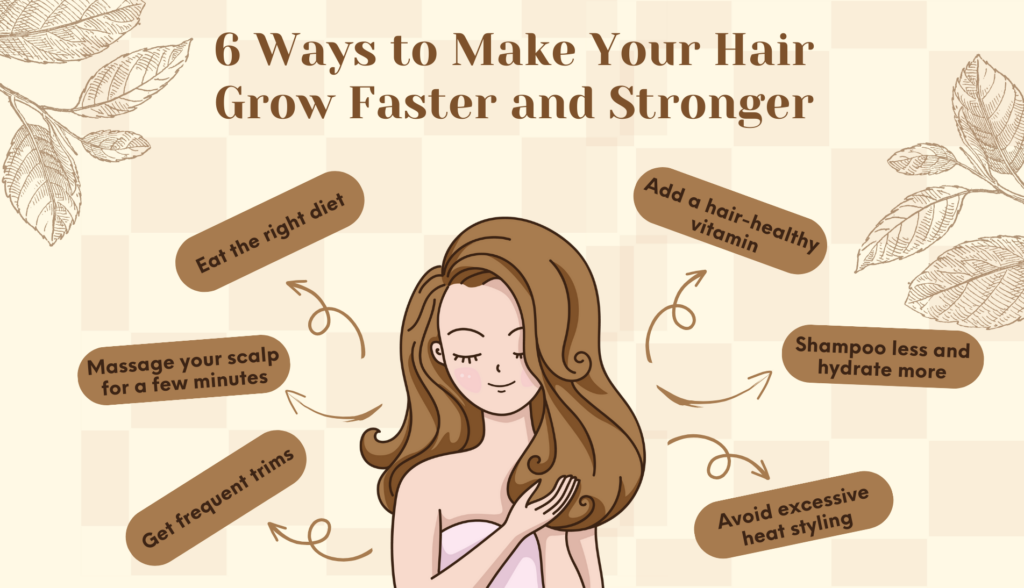 Illustration of six hair growth methods.