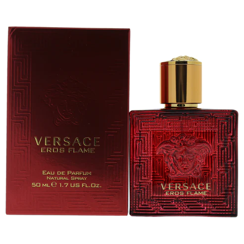 A bottle of Eros Flame Versace Eau de Parfum.