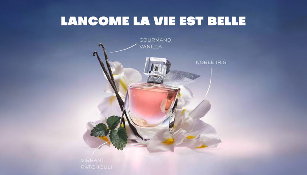 A bottle of Lancome La Vie Est Belle Perfume.