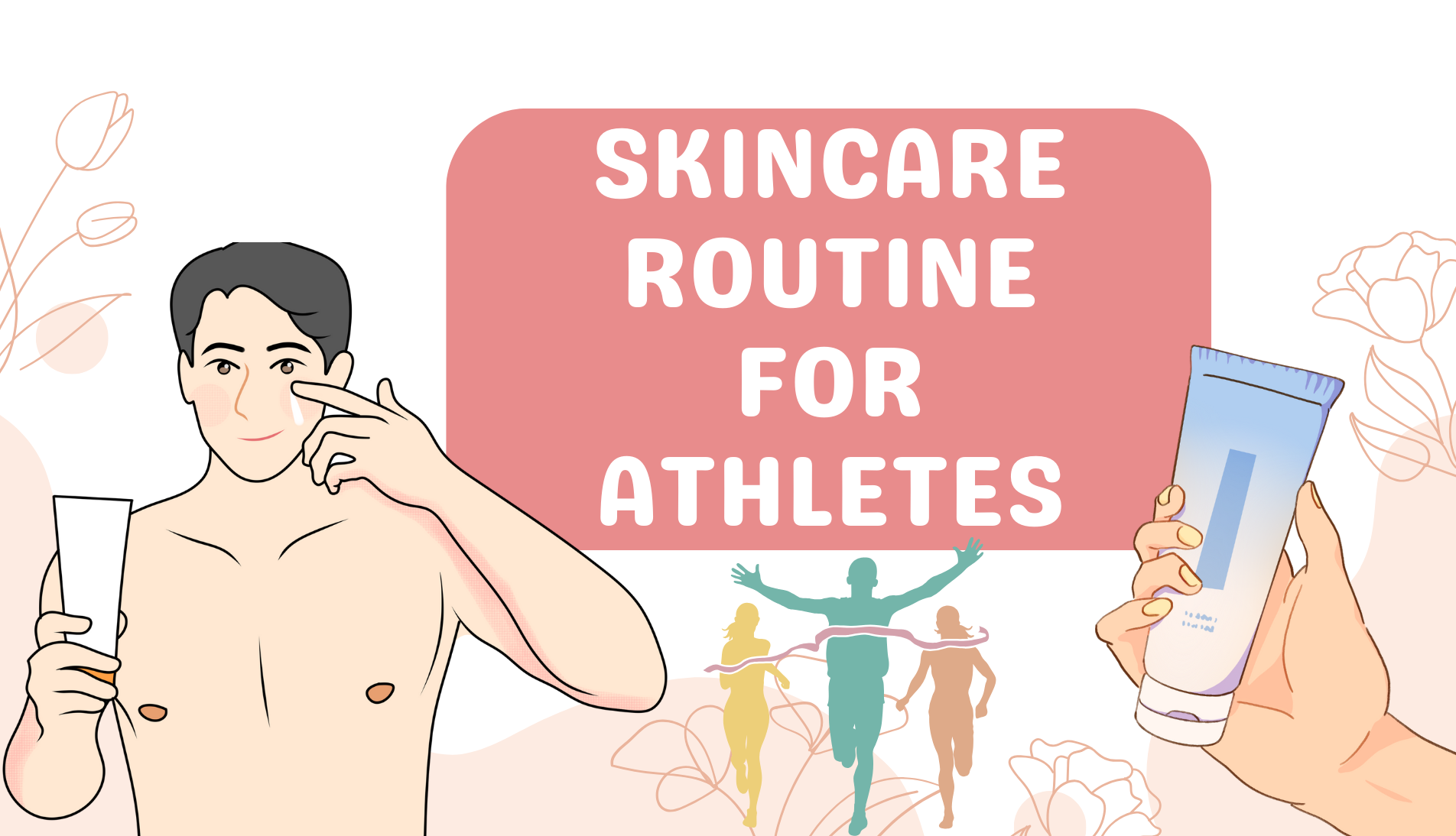 Illustration of a skincare routine for athletes.