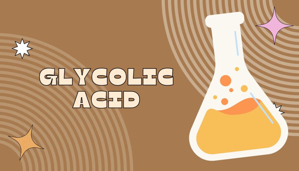 Illustration of glycolic acid molecular structure.