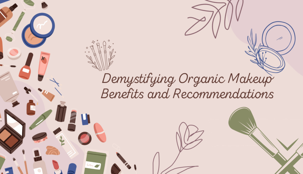 Illustration of organic makeup products.