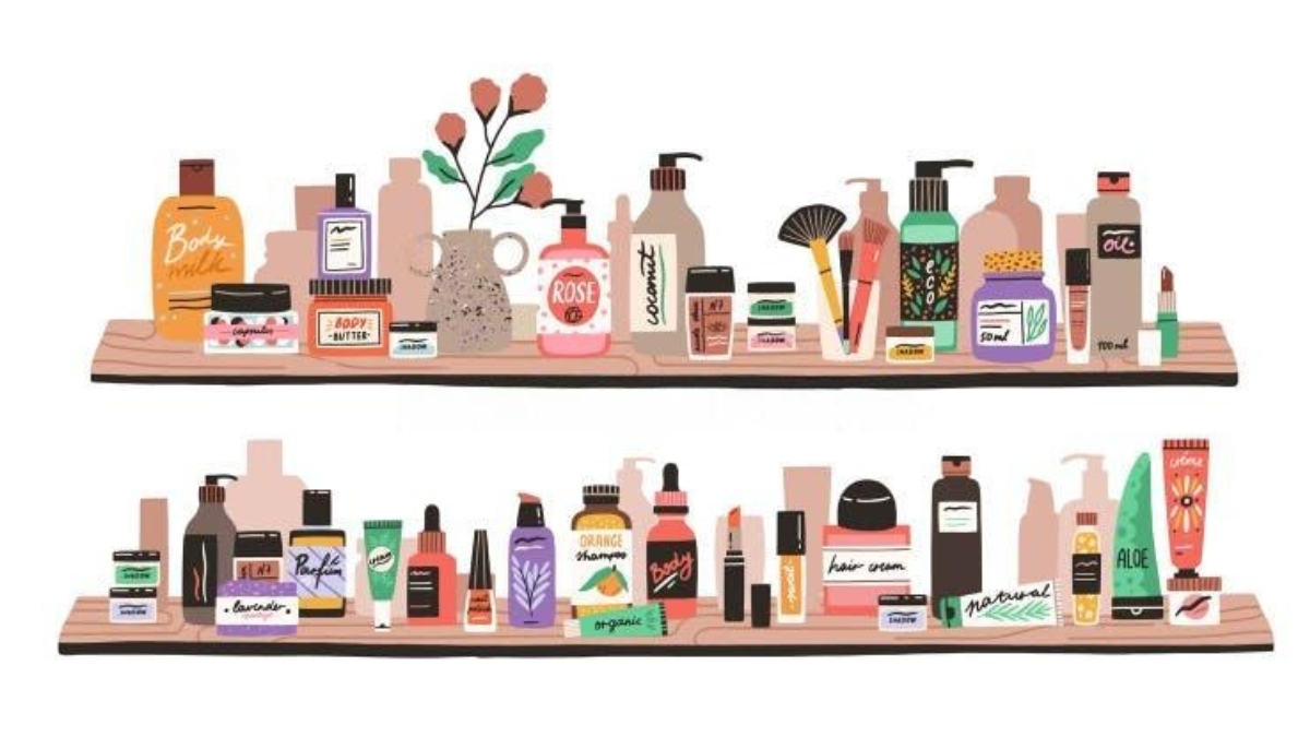 Illustration of iconic bath and body products.